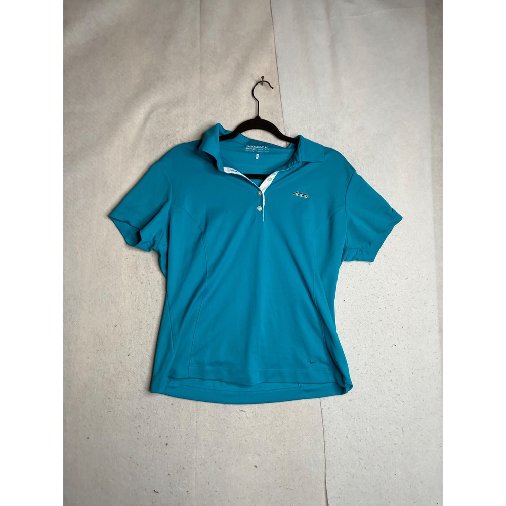 Nike Golf Fit Dry Polo Shirt Womens Large Teal Blue Short Sleeve Performance Top